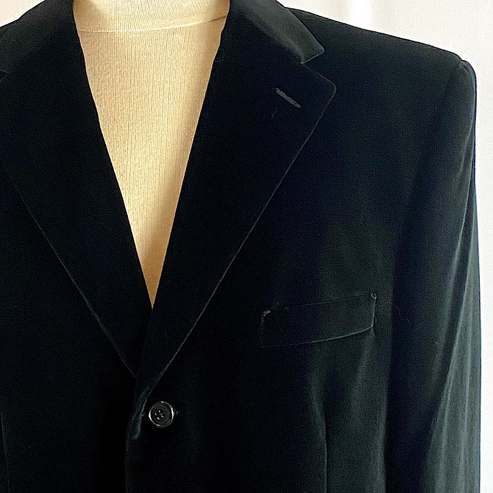 Pronto-Uomo Mens Luxury Black Velveteen Blazer Like New - Picture 10 of 12